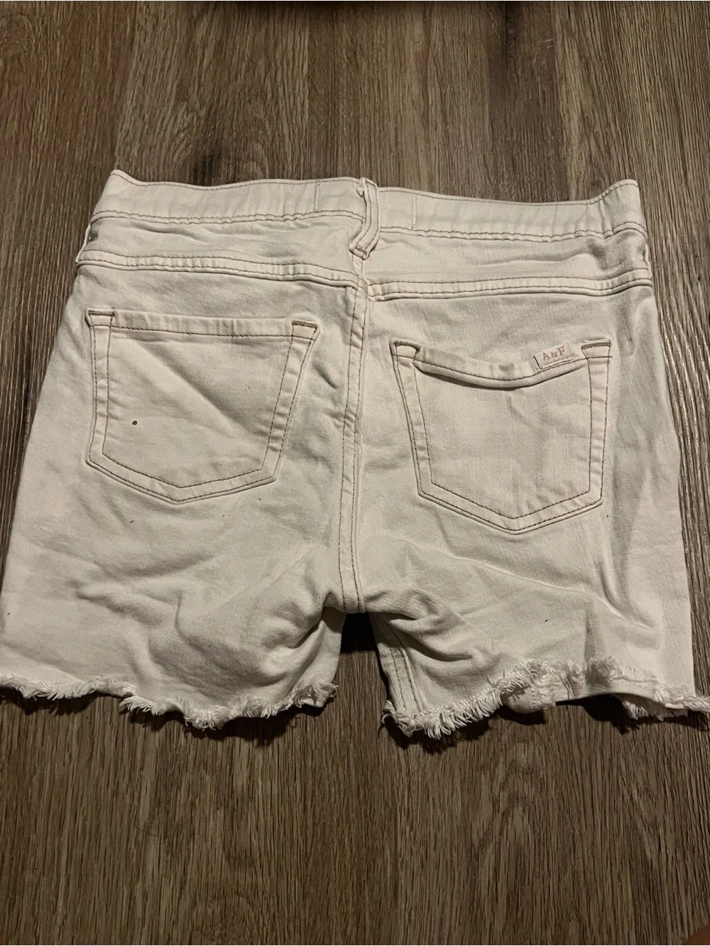 Abercrombie & Fitch Kids White Frayed Hem Denim Shorts